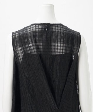 23区 【エステータ】シャドーチェック アシンメトリー ワンピース ブラック系