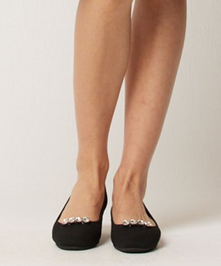 TOCCA 【軽量・撥水・お洗濯可・選べるシュークリップ】steppi×TOCCA BALLET PUMPS パンプス ブラック×ビジュー