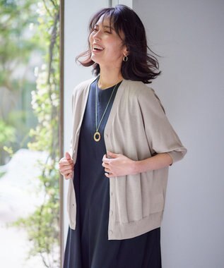 ANY 【UVケア/接触冷感/アンチピリング】多機能ハーフスリーブカーディガン ライトベージュ