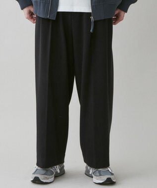 WEGO 起毛TR ワイドストレートスラックス ブラック