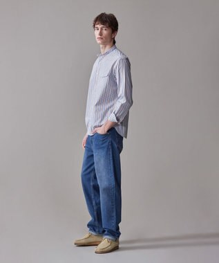 J.PRESS MEN 【SOMELOS】マルチストライプ バンドカラーシャツ イエロー系1