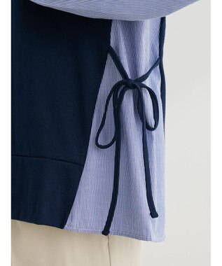 Green Parks 布帛ドッキング脇リボンプルオーバー Navy