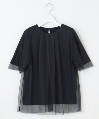 自由区 【洗える】シアーチュールプルオーバー カットソー ネイビー