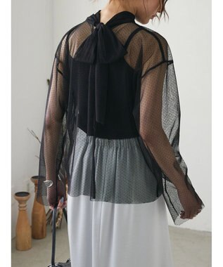 Green Parks AnriettMusee ドットチュール２ＷＡＹボウタイブラウス Black