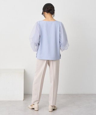 earth music&ecology キラキラストーンパールチュールスリーブプルオーバー Gray