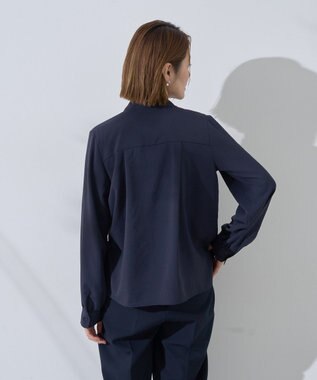 YECCA VECCA スカーフリング付きボウタイブラウス Navy