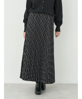 earth music&ecology すきな丈プリーツスカート Check Black