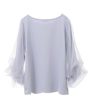 earth music&ecology キラキラストーンパールチュールスリーブプルオーバー Gray