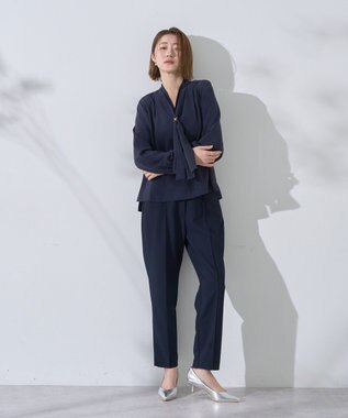 YECCA VECCA スカーフリング付きボウタイブラウス Navy