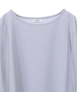 earth music&ecology キラキラストーンパールチュールスリーブプルオーバー Gray