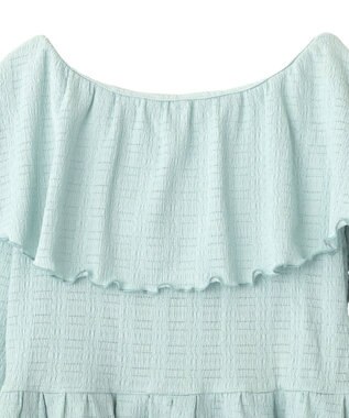 earth music&ecology 【予約】ラッフルカラーカットブラウス サックスブルー