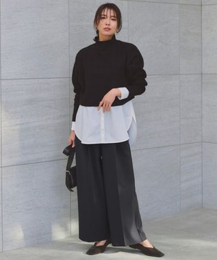 UNFILO 【11サイズ展開】 BEAUTY MOVE タックワイドパンツ ブラック