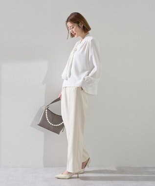 YECCA VECCA スカーフリング付きボウタイブラウス Off White
