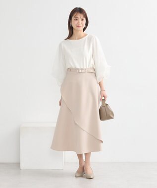 earth music&ecology キラキラストーンパールチュールスリーブプルオーバー Ivory