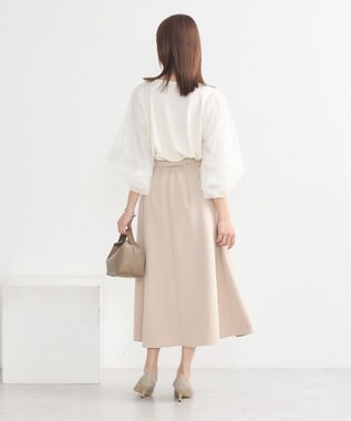 earth music&ecology キラキラストーンパールチュールスリーブプルオーバー Ivory