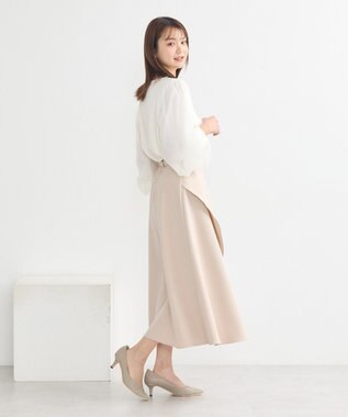 earth music&ecology キラキラストーンパールチュールスリーブプルオーバー Ivory