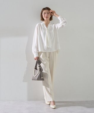 YECCA VECCA スカーフリング付きボウタイブラウス Off White