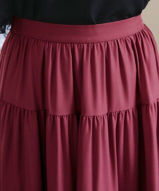 Tiaclasse 【洗える】ティアードフレアスカート レッド