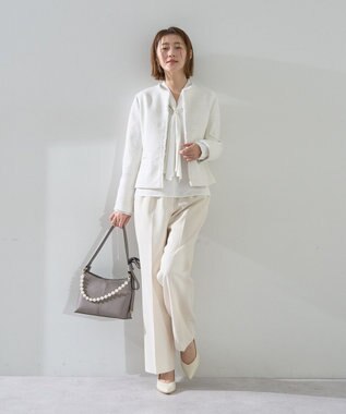 YECCA VECCA スカーフリング付きボウタイブラウス Off White