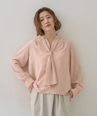 YECCA VECCA スカーフリング付きボウタイブラウス Pink