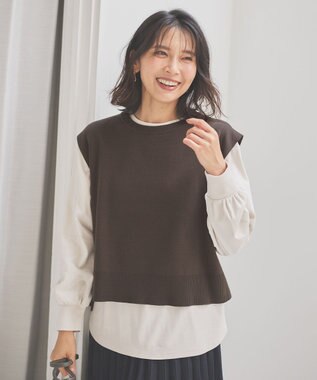 ANY 【洗濯機可】オーガニックコットンベスト ブラウン