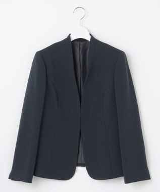 J.PRESS LADIES L 【WEB限定カラーあり・洗える】セラテリーダブルクロス ノーカラー ジャケット ネイビー系