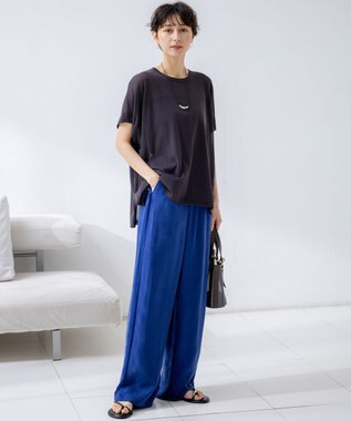 23区 L 【洗える】ベアトップ パッド付き キャミソール ブラック系