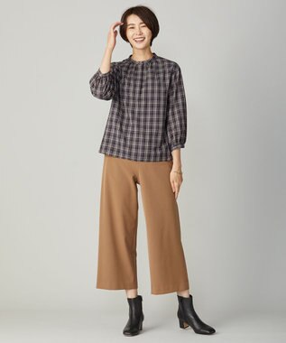 J.PRESS LADIES S 【洗える】アルガンシルク ワイドパンツ キャメル系