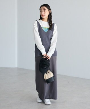 CRAFT STANDARD BOUTIQUE ダブルウェストカットソーロングスカート Dark Gray