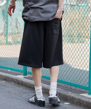 WEGO 【ユニセックス着用ITEM/SMサイズ展開/ウエストゴム】スウェットバギーショーツ ブラック