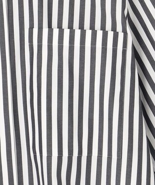 BEIGE， PERSIMMON / バンドカラーシャツ Black Stripe