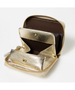 UNBILLION ペルケ perche / メタリッククロコ・ジャバラカードウォレット ゴールド