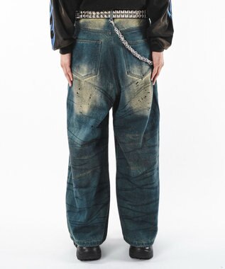 WEGO 【ユニセックス着用ITEM】スーパーバギーダーティデニムパンツ デニム中濃加工色