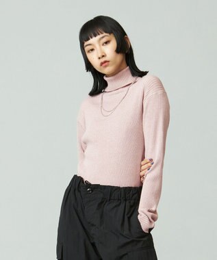 J.PRESS YORK STREET 【WOMEN】ANTI PILLING WOOL リブタートルニット ピンク系