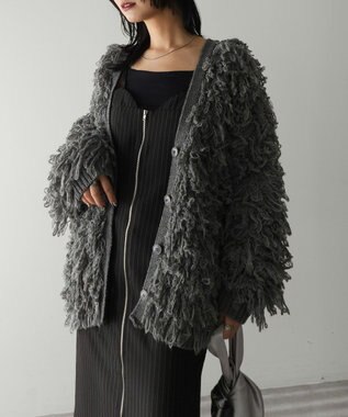 Green Parks フリンジニットカーディガン Gray