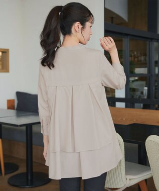 Tiaclasse バックタックフレアチュニック グレージュ