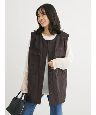 Green Parks ・ＳＵＧＡＲ　ＳＰＯＯＮ　ノーカラーミリタリーベスト Charcoal Gray