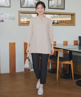 Tiaclasse バックタックフレアチュニック グレージュ