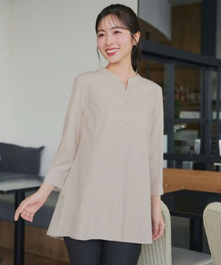 Tiaclasse バックタックフレアチュニック グレージュ