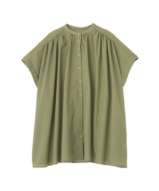 AMERICAN HOLIC 【予約】【WEB限定】イージーケア+接触冷感 フレンチスリーブギャザーシャツ Khaki