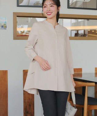 Tiaclasse バックタックフレアチュニック グレージュ