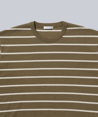 WHITE MAILS 【UNISEX】PAPER YARN BORDER KINT PULLOVER T-シャツ カーキ