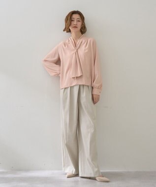 YECCA VECCA スカーフリング付きボウタイブラウス Pink