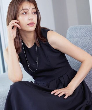 Tiaclasse 【洗える】タックフレアワンピース ネイビー