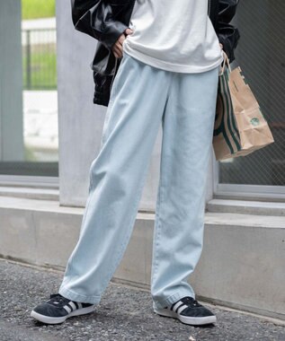 WEGO 【ウエストゴム/SMLサイズ展開】デニムイージーストレートパンツ2 デニム淡色