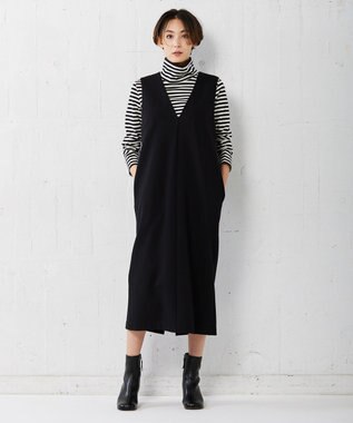 ICB 【洗える】CottonSingleJersey ハイネックプルオーバー ブラックボーダー系