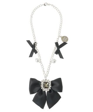 Maison de FLEUR ビジューリボンパールバッグチャーム Black