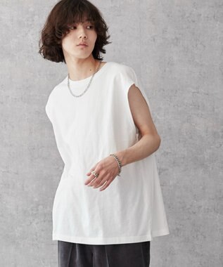 WEGO 【5色3サイズ展開/ユニセックス着用ITEM/洗える/綿100%】スリーブレスコットンT ホワイト