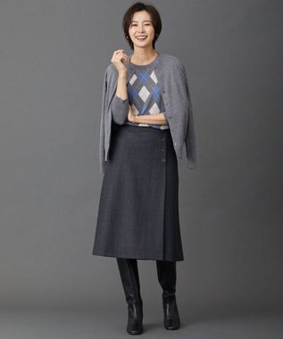 J.PRESS LADIES 【洗える】アーガイルツイン ニット グレー系