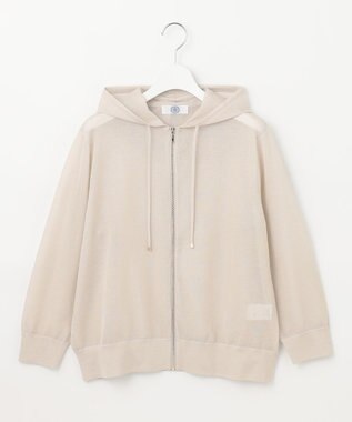 J.PRESS LADIES L 【洗える】シアーライトニット パーカー ベージュ系